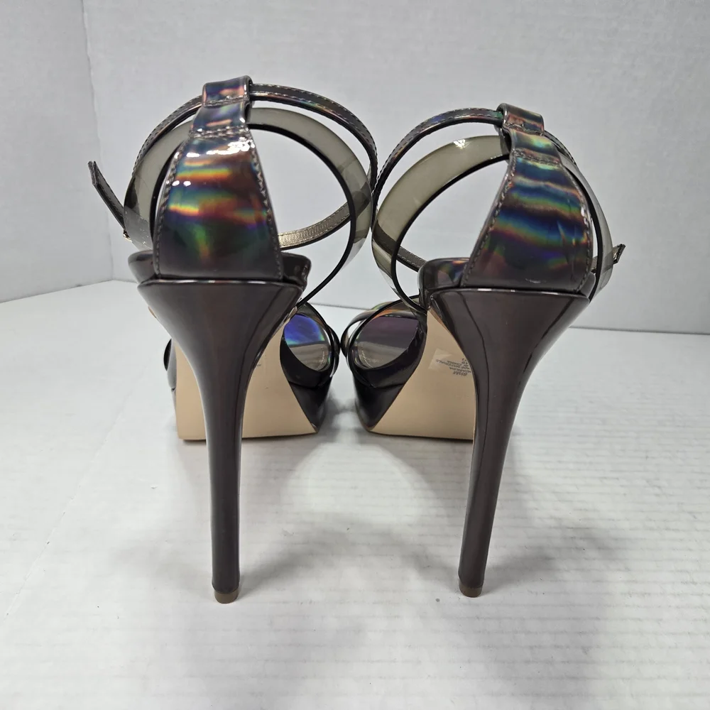 GUESS Casilda Iridescent Strappy Skycraper Stiletto Platform Heels Size 8 1/2 M